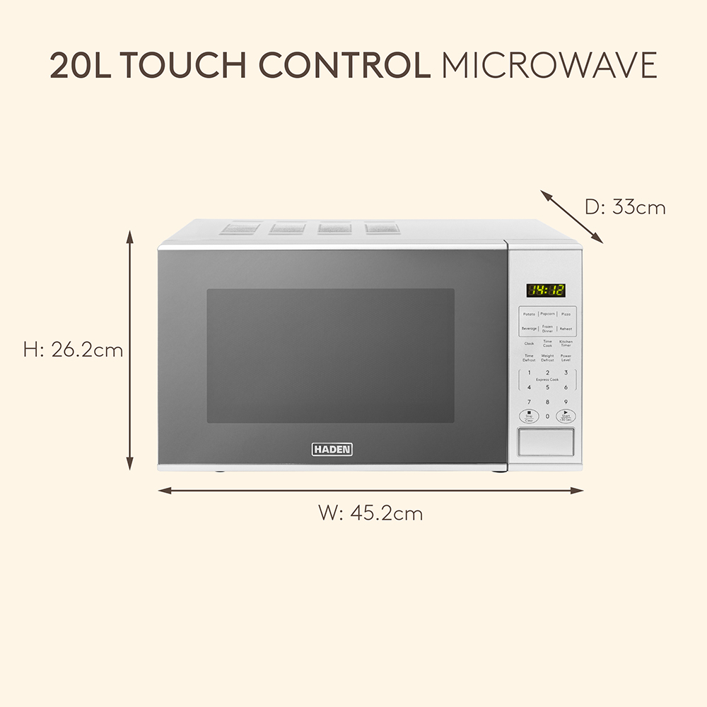 Haden 214676 Silver 20L Touch Control Microwave 800W Image 9