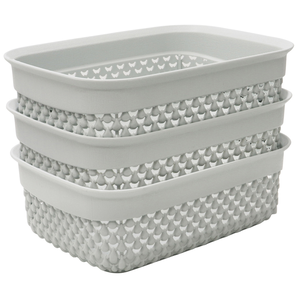 JVL Droplette 1.1L Set of 3 Ice Grey Storage Basket Image 3