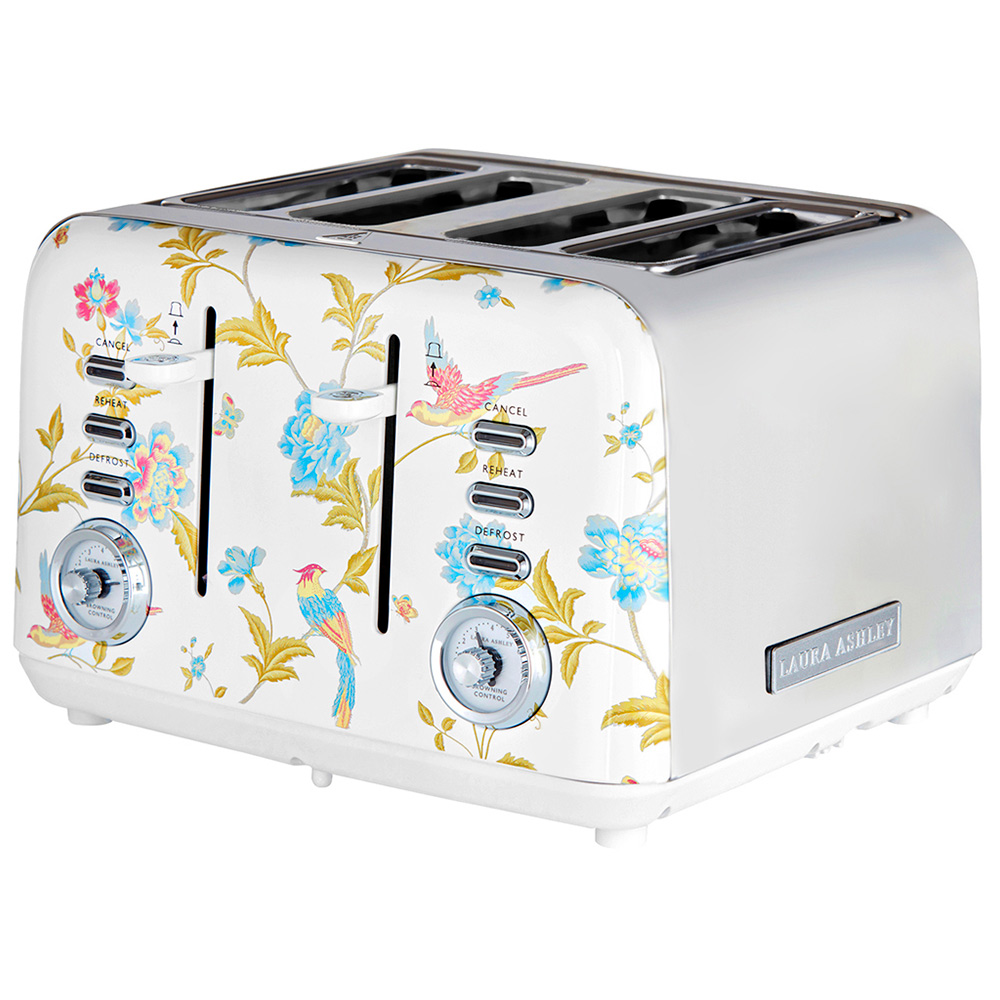 Laura Ashley VQSBT583WSUK Elveden White 4 Slice Toaster Image 1