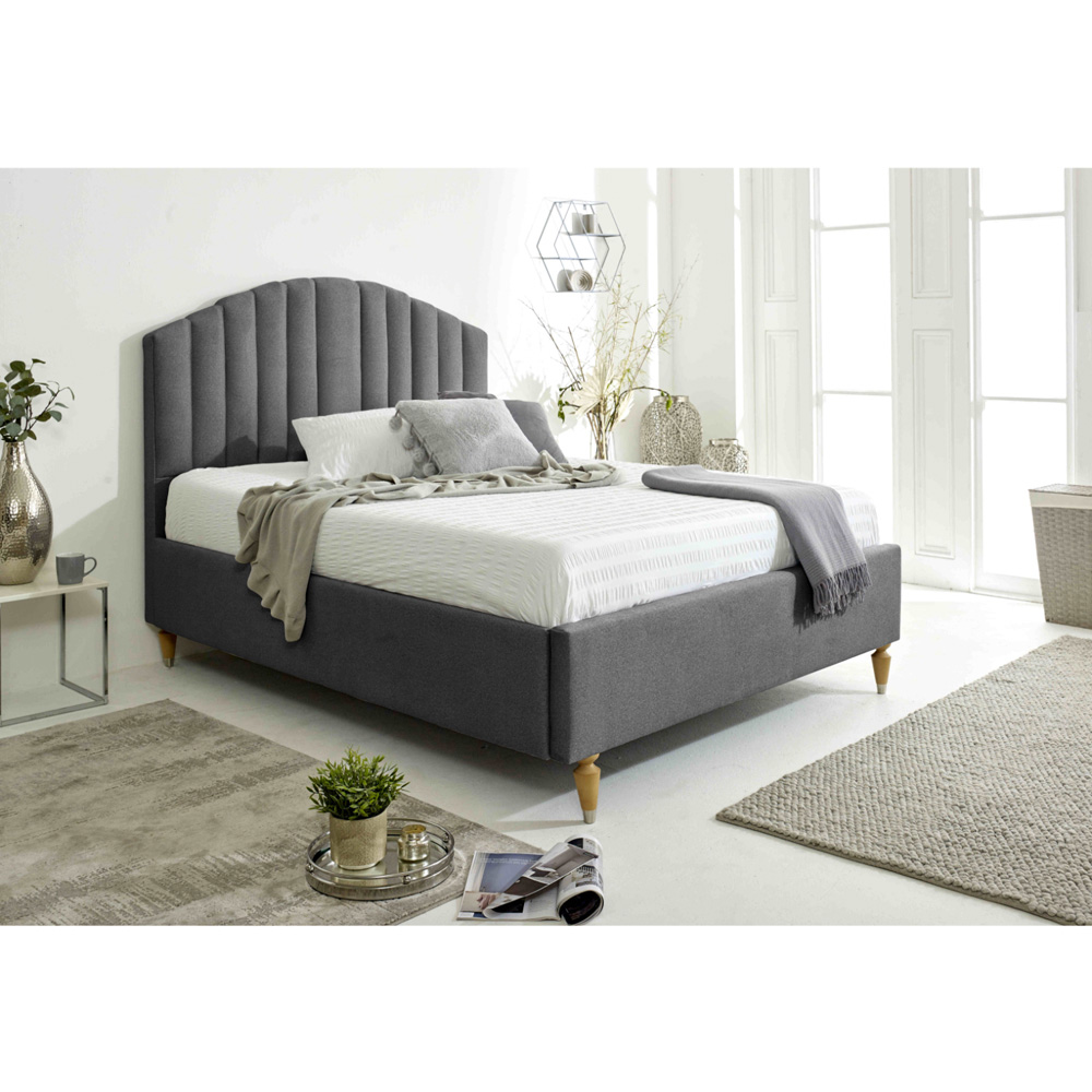 Eleganza Henrik Super King Size Steel Arlington Fabric Bed Frame with Curved Headboard Image 8