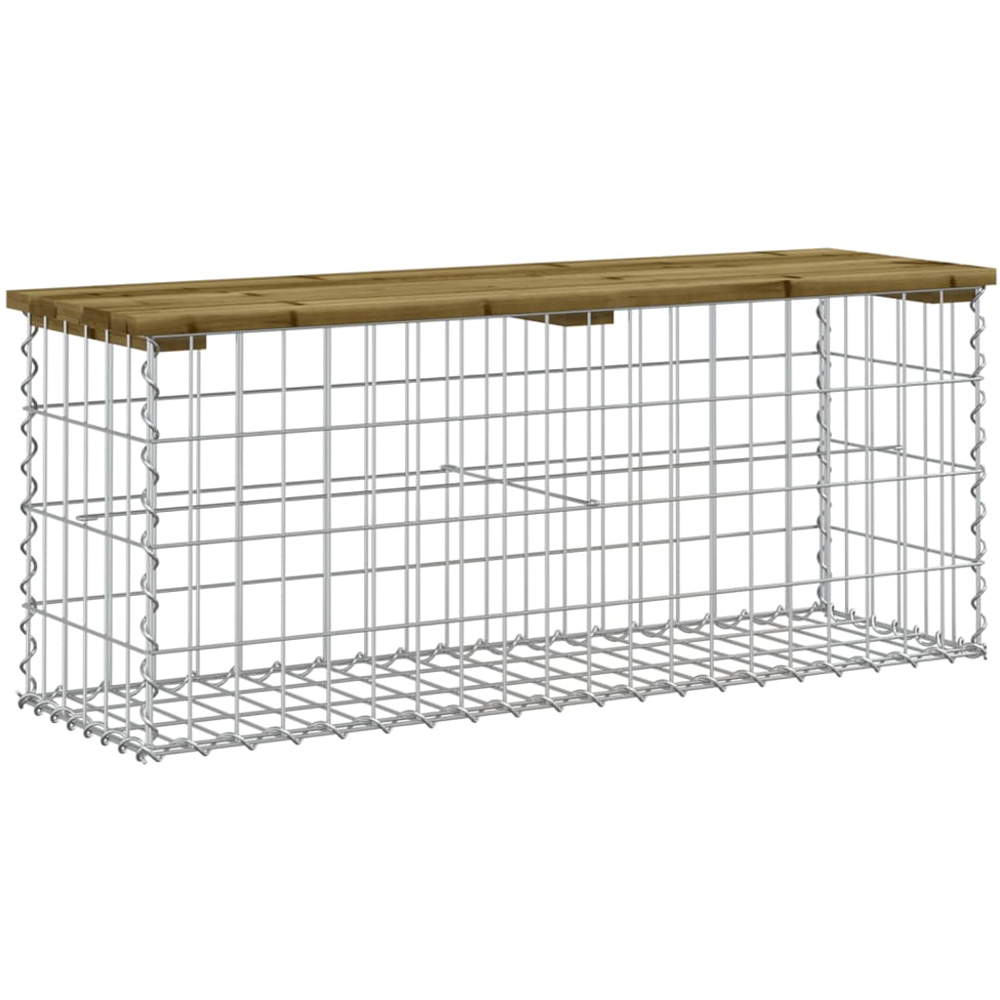 vidaXL Brown Solid Impregnated Pine Wood Gabion Design Garden Bench 103 x 31.5 x 42cm Image 1