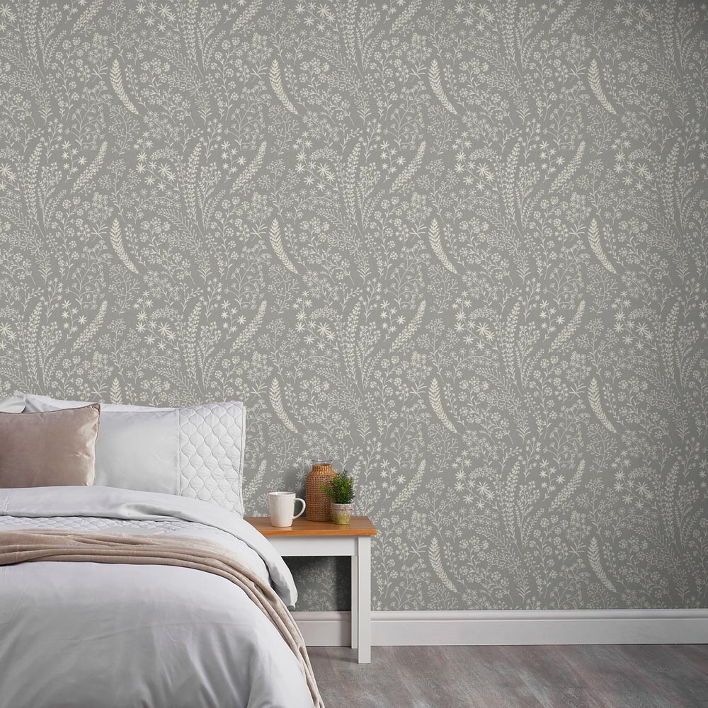 Grandeco Astrid Embroidery Trail Grey Wallpaper Image 3