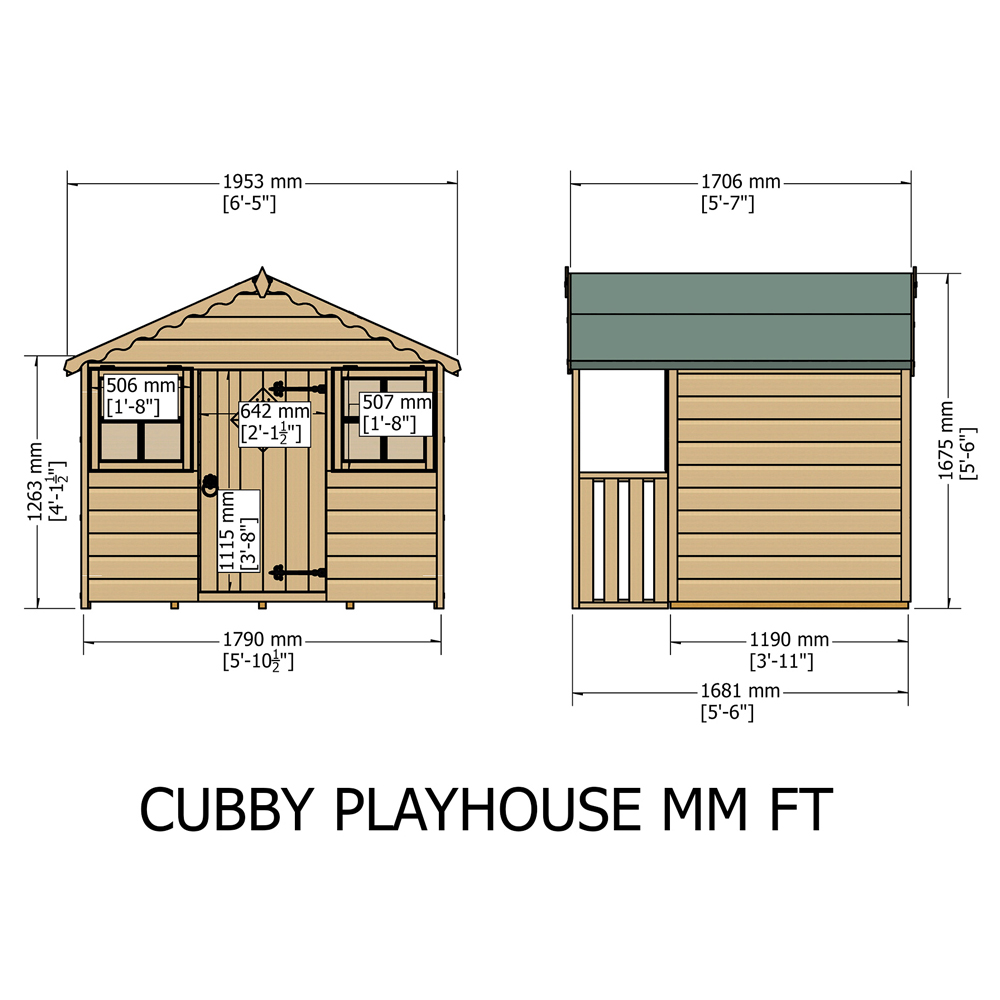 Shire Single Door Cubby Playhouse Shed with Windows Image 5