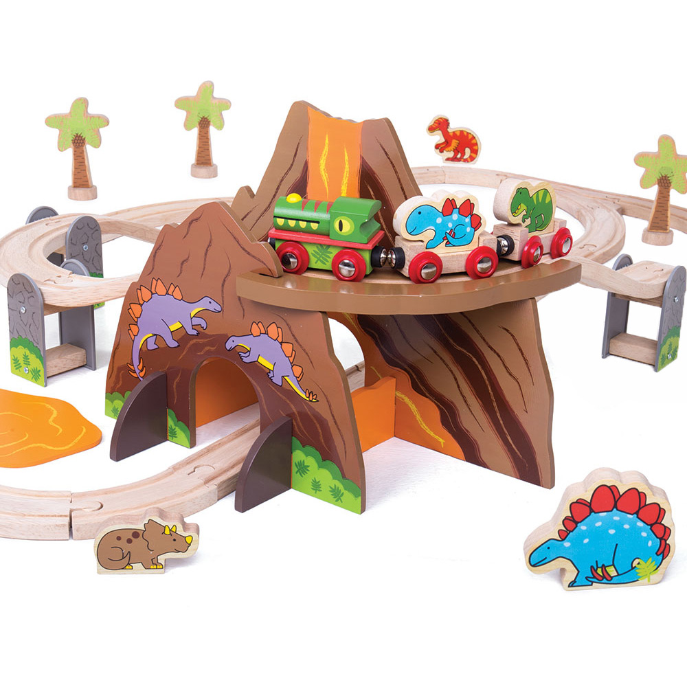 Bigjigs Rail 49-Piece Dinosaur Train Set Image 1