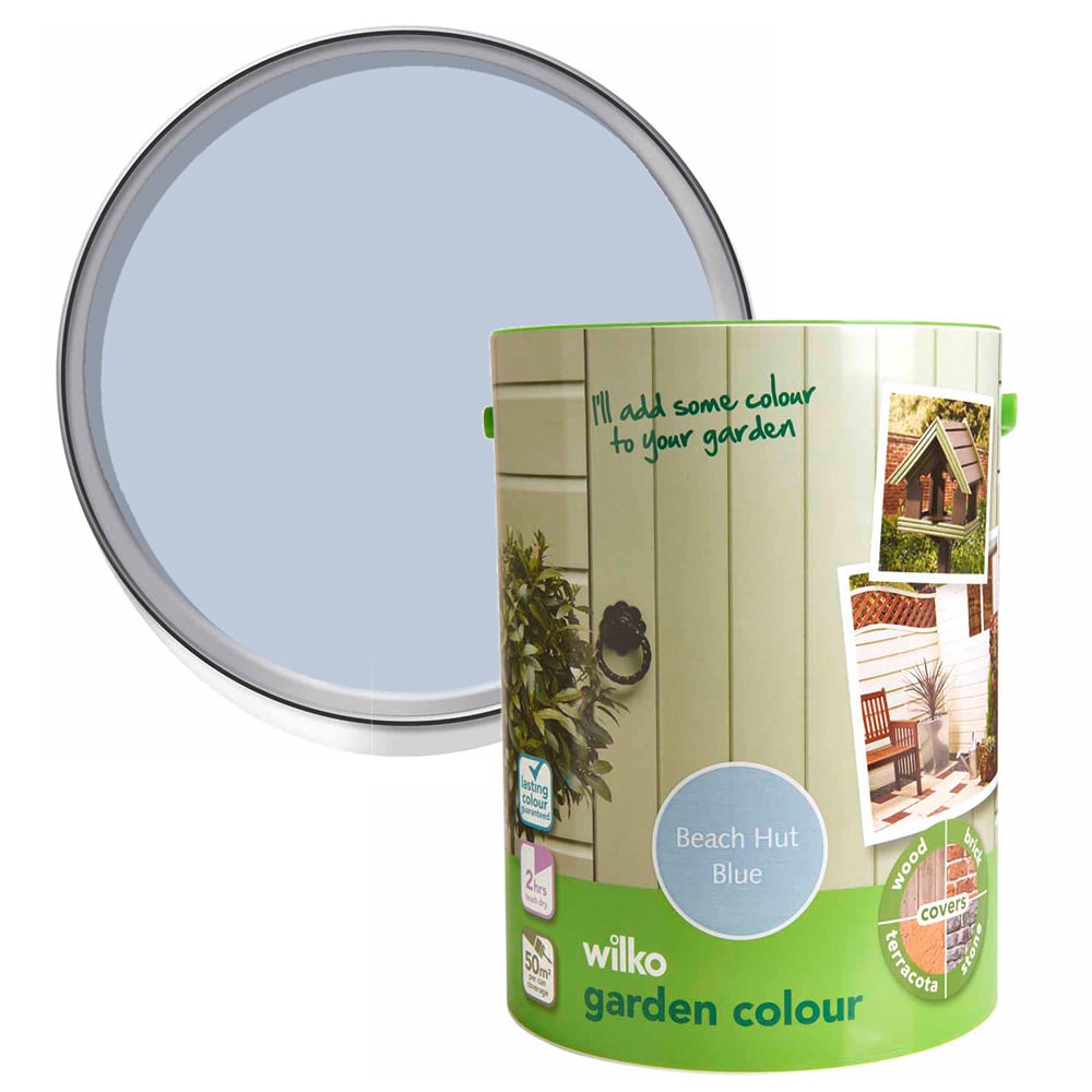 Wilko Garden Colour Beach Hut Blue Wood Paint 5L Image 1