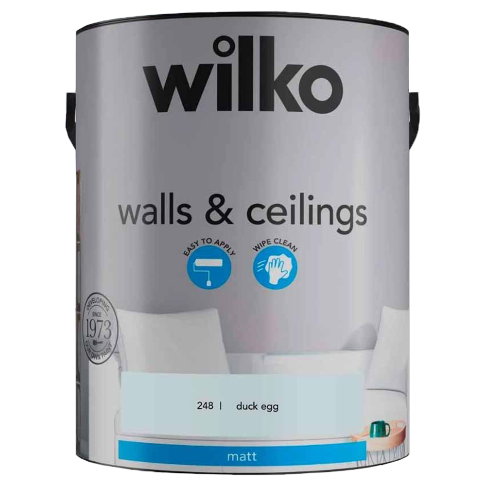Wilko Walls & Ceilings Duck Egg Matt Emulsion Paint 5L Image 2