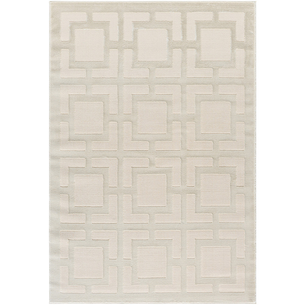 Desire Rugs Vellure Cream Metallic Sheen Maze Design Rug 60 x 220cm Image 1