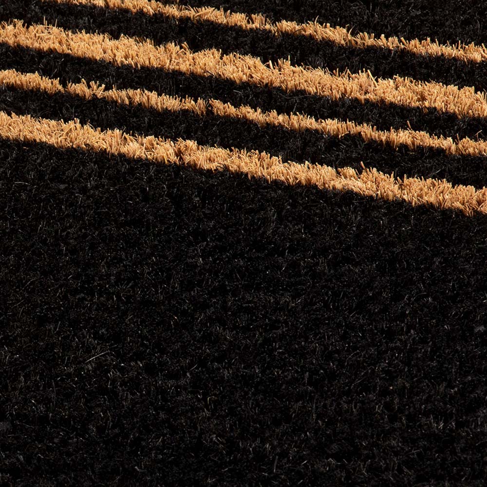 Astley Black Printed Stripes Coir Doormat 75 x 45cm Image 3