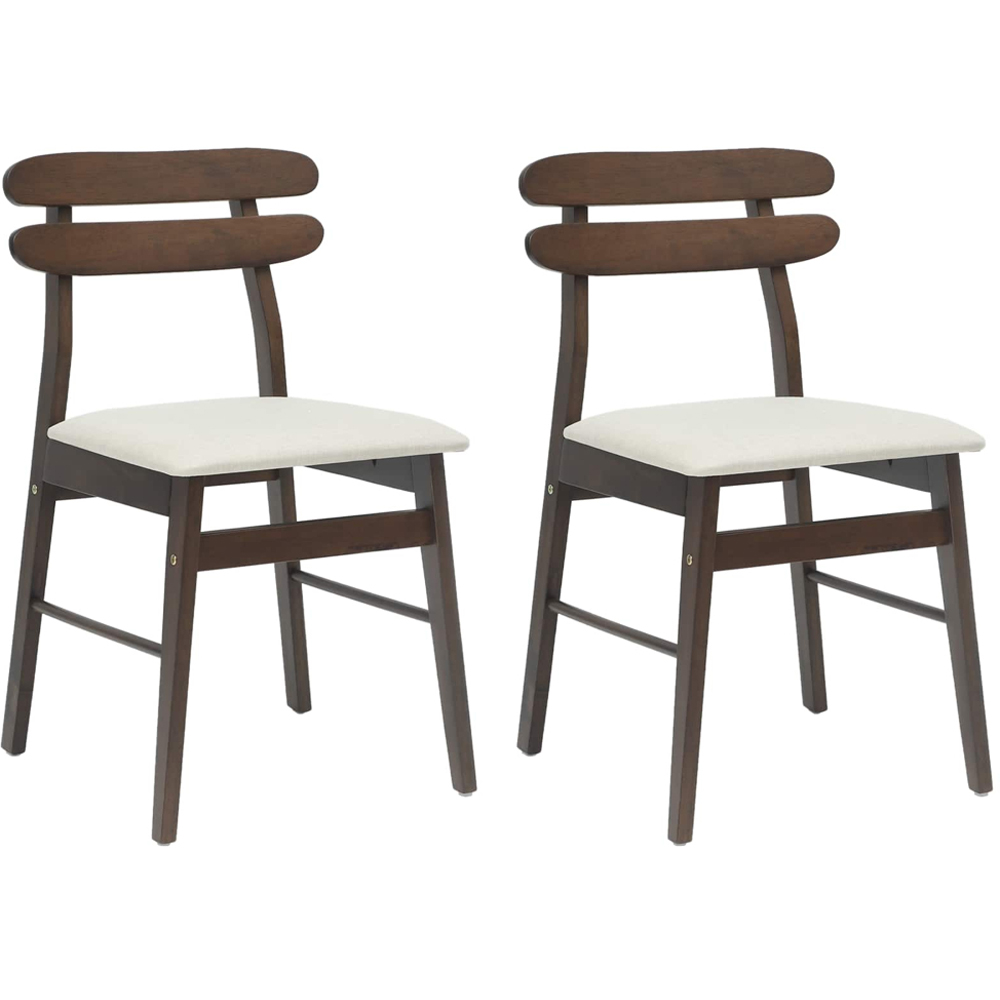 vidaXL Set of 2 Light Brown Rubberwood Rectilinear Vintage Dining Chairs Image 8