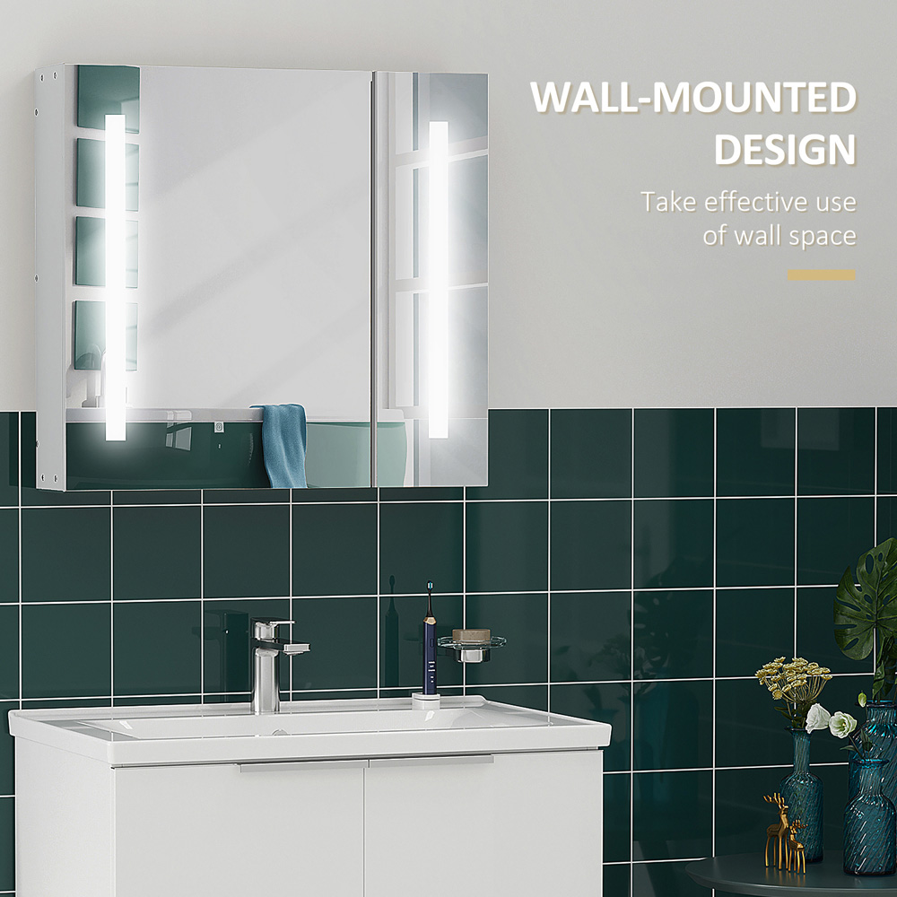 Kleankin White Illuminated Bathroom Cabinet Image 4