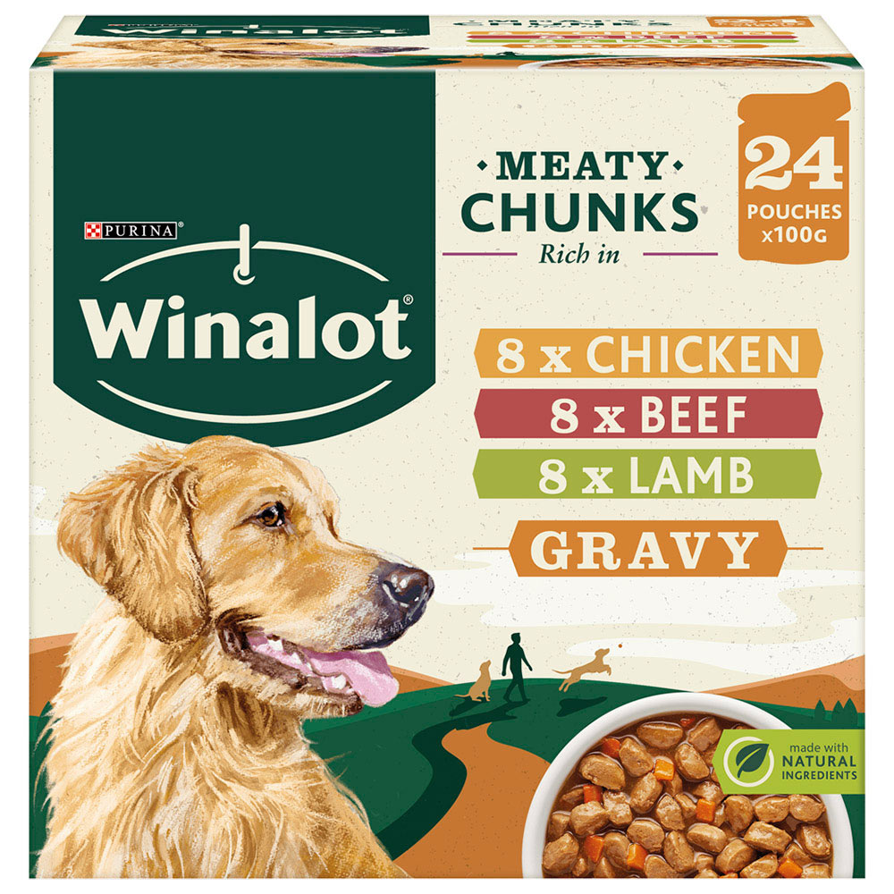 Winalot Pouches Mixed in Gravy Wet Dog Food 24 x 100g Image 1