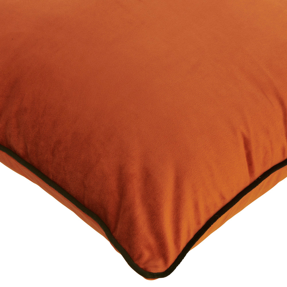 Wilko Velour Cushion Orange and Black Pipe 43 x 43cm Image 4