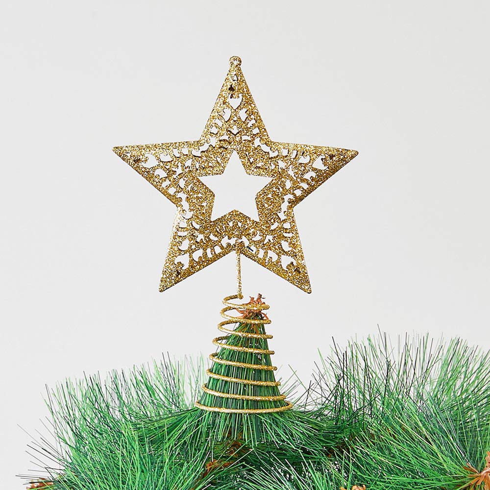 Living and Home Gold Glitter Star Christmas Tree Topper 15 x 11cm Image 5