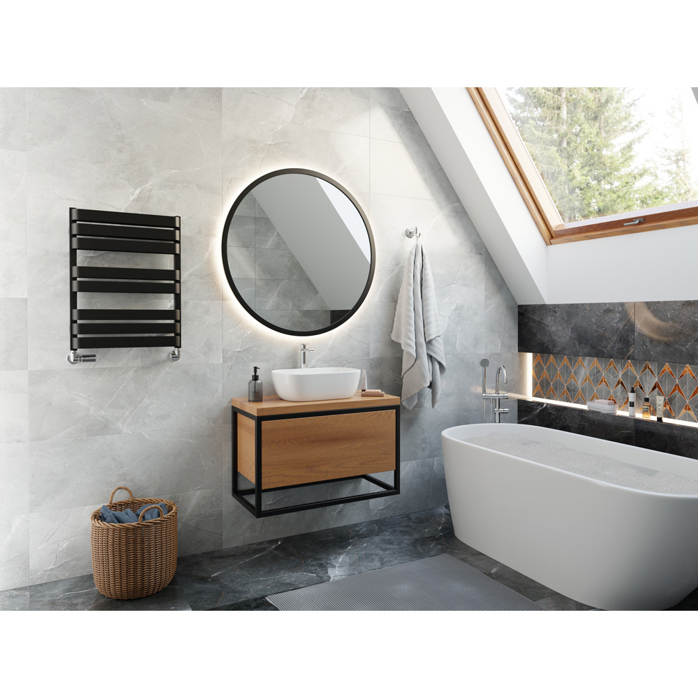 Terma Warp T Bold Matt Black Heated Towel Rail 1569 BTU 655 x 500mm Image 8