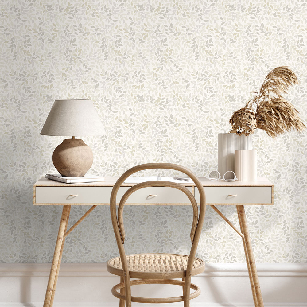 Muriva Gentle Leaf Cream Wallpaper Image 6