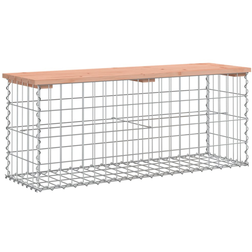vidaXL Natural Solid Douglas Wood Gabion Design Garden Bench 103 x 31.5 x 42cm Image 1