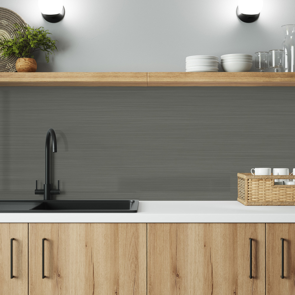 Alloy Brushed Steel and Titanium Kitchen Splashback 3000 x 75x 4mm Image 2