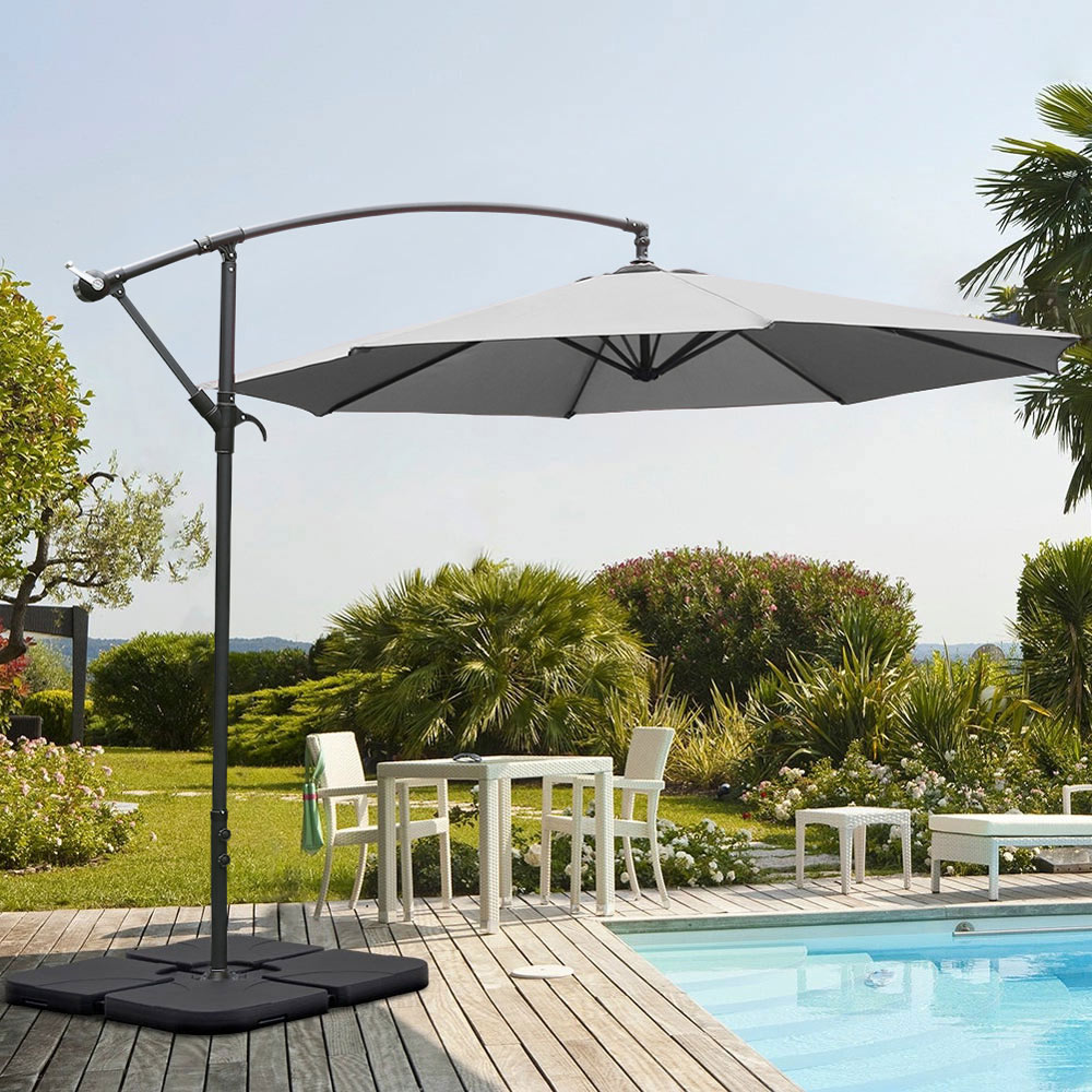 Living and Home Light Grey Cantilever Parasol with Square Base 3m Image 2