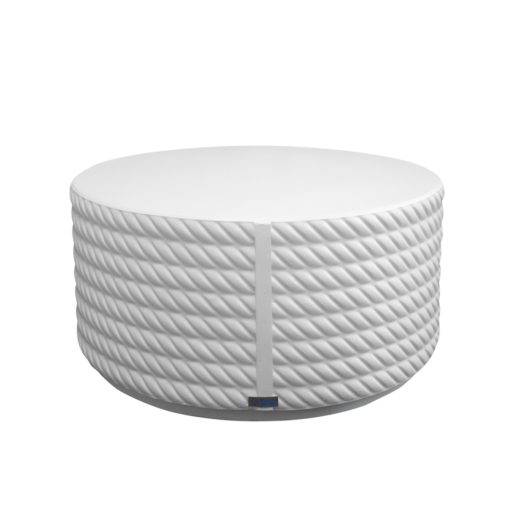 Direct Wicker White Textured Round Coffee Table Image 2