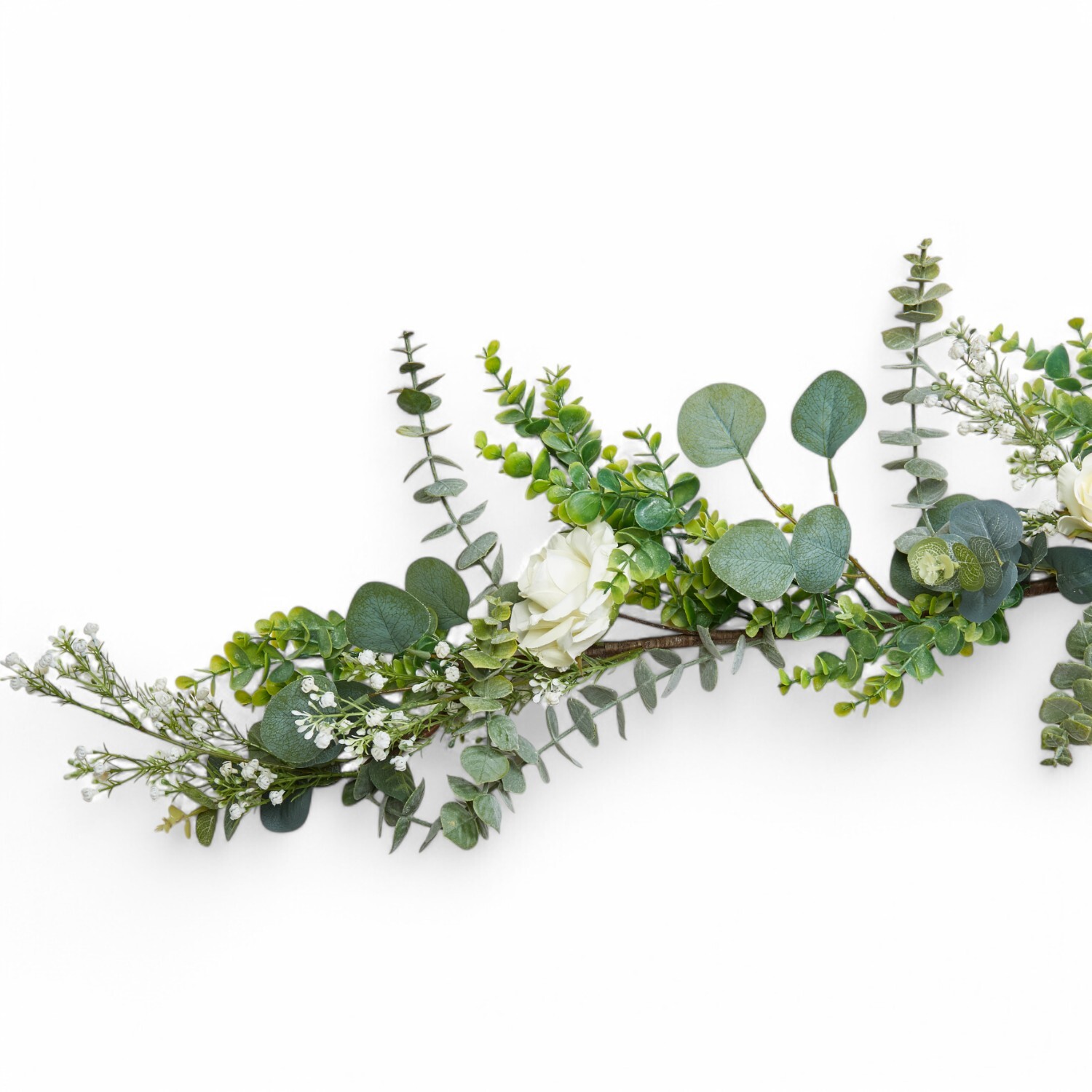 White Rose Eucalyptus Luxury Garland White Image 4