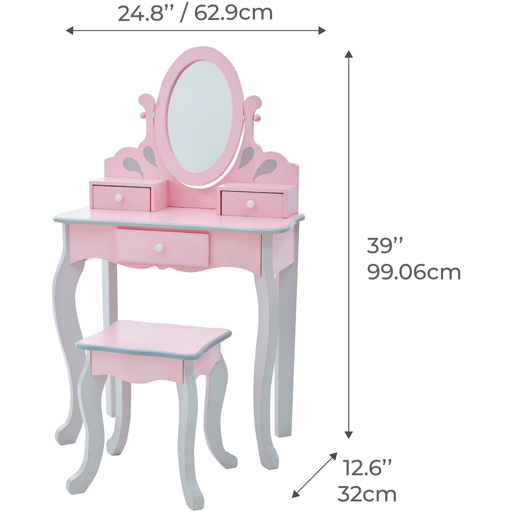 Teamson Kids Little Princess Pink and Grey Rapunzel Play Vanity Set Image 9