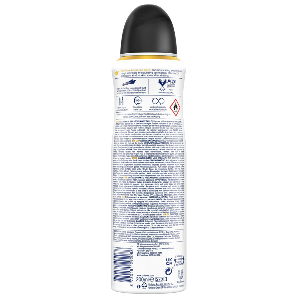 Dove Advanced Care Anti-perspirant Invisible Dry Deodorant Spray 200ml Image 2