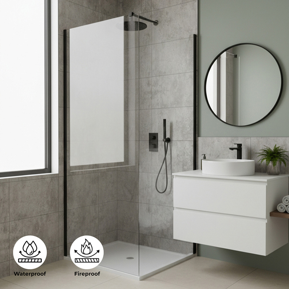 Britwall White Lines Concrete Brick Matt Finish Shower Panel 2400 x 1000 x 10mm 3 Pack Image 6