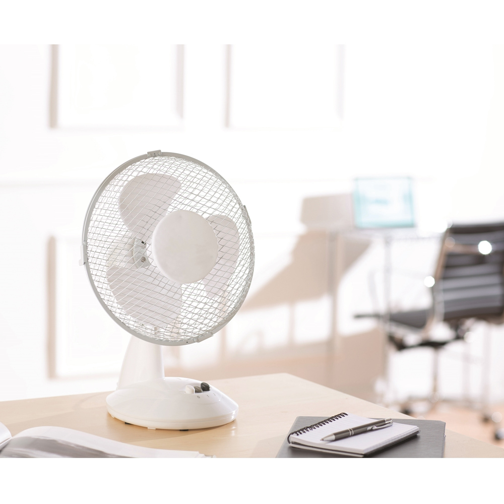9" Desk Fan Two Speed Oscillation - White Image 2