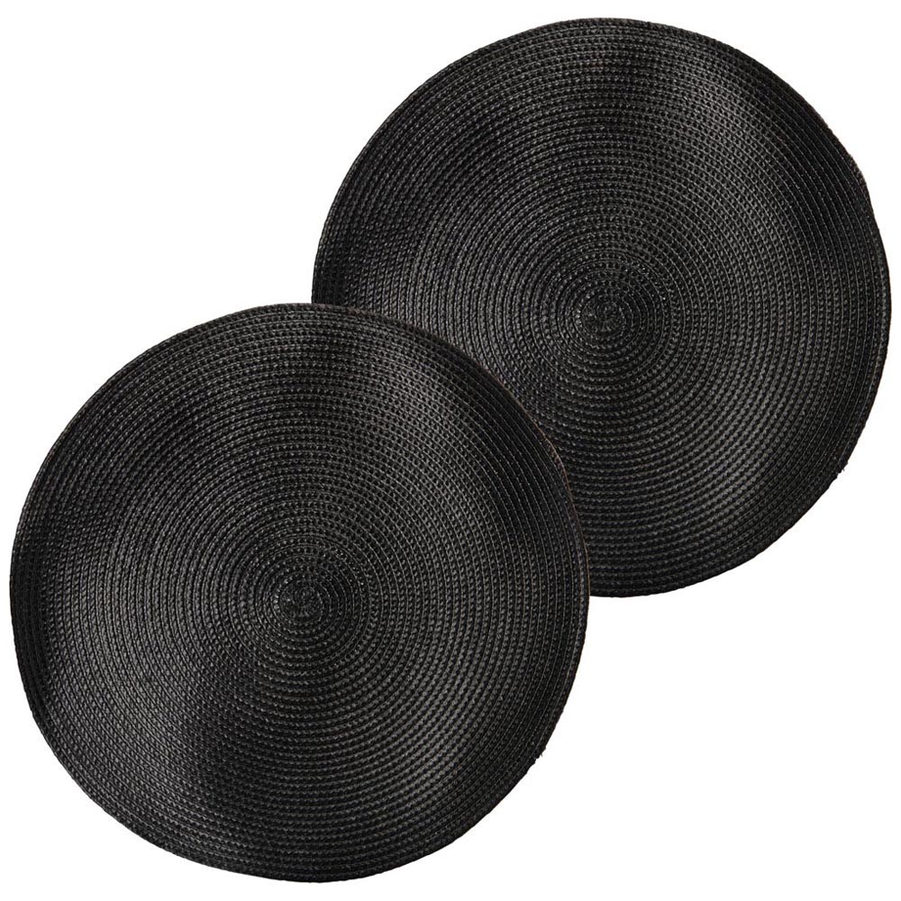 Wilko 2 Pack Black Woven Placemats Image 1