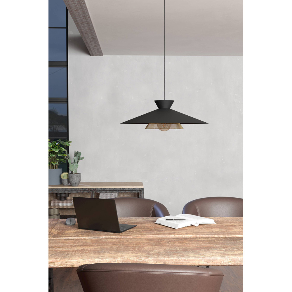 EGLO Grizedale Black and Brass Pendant Light Image 4