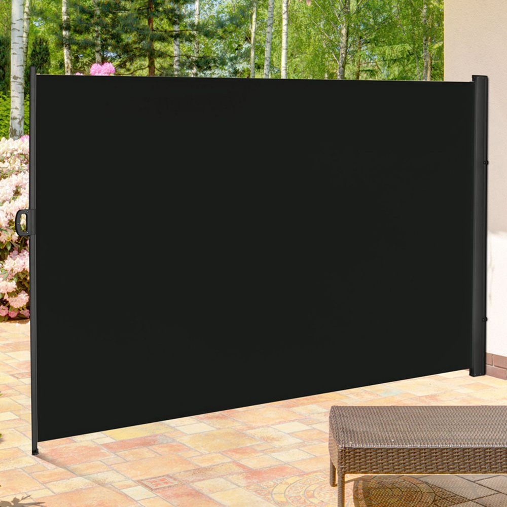 Outsunny Black Retractable Side Awning Screen Fence Image 1