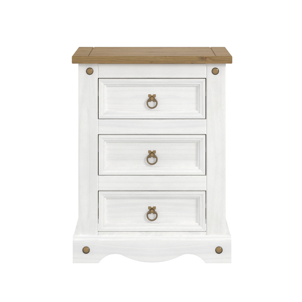 Core Products Corona 3 Drawer White Bedside Cabinet Image 3
