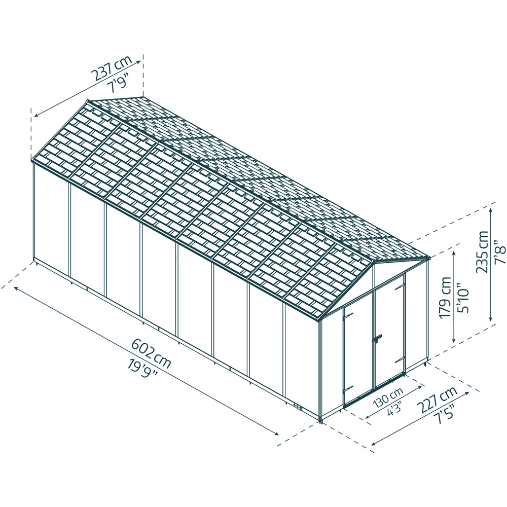 Palram Canopia Rubicon 8 x 20ft Dark Grey Garden Shed Image 5