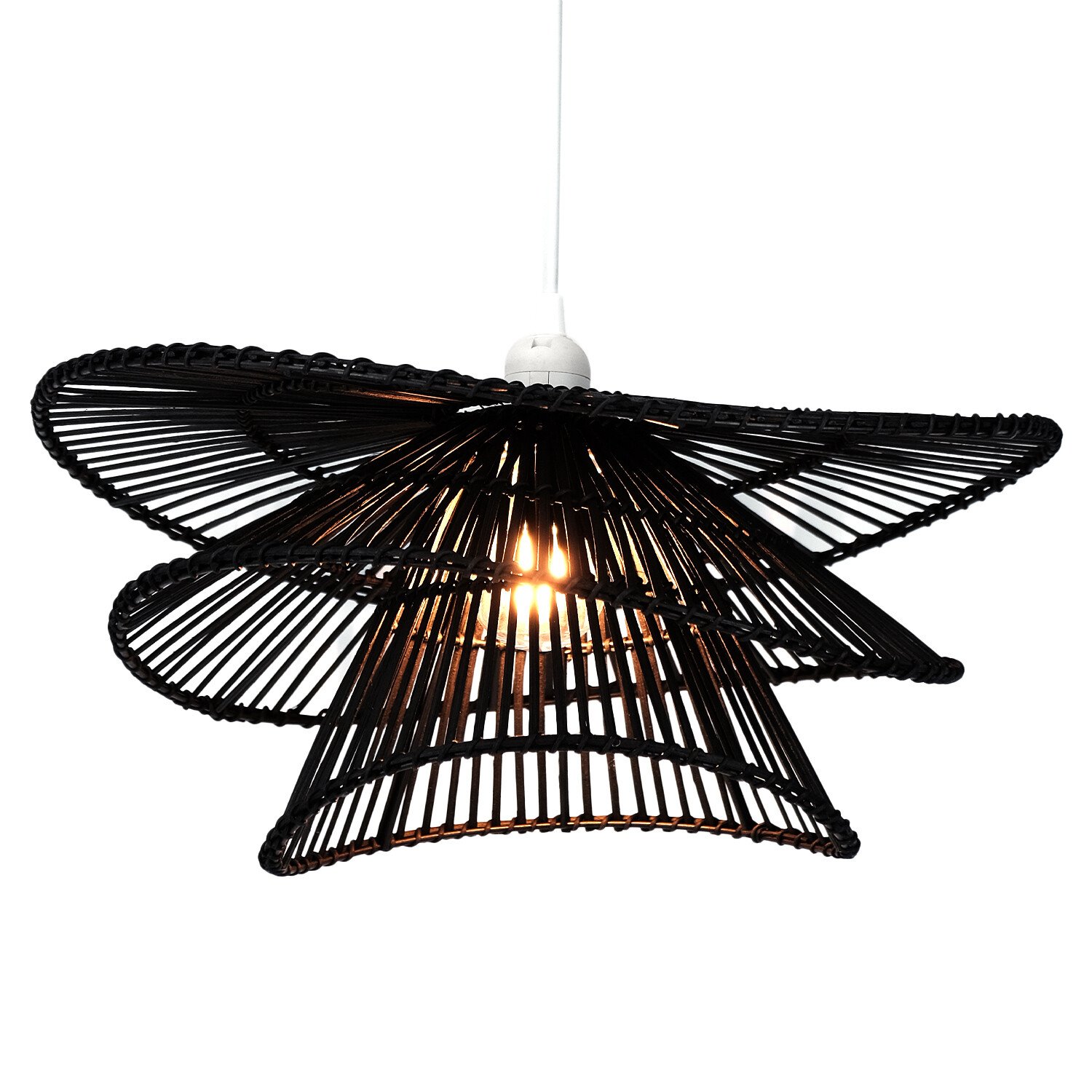 Azara Rattan Effect Shade - Black Image 4