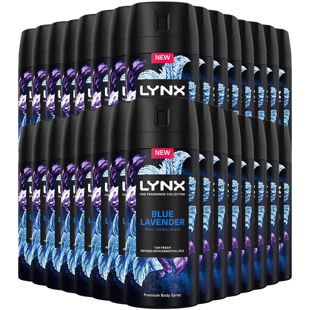 Lynx Fine Fragrance Collection Blue Lavender Deodorant Body Spray 150ml 30 Pack Image 1
