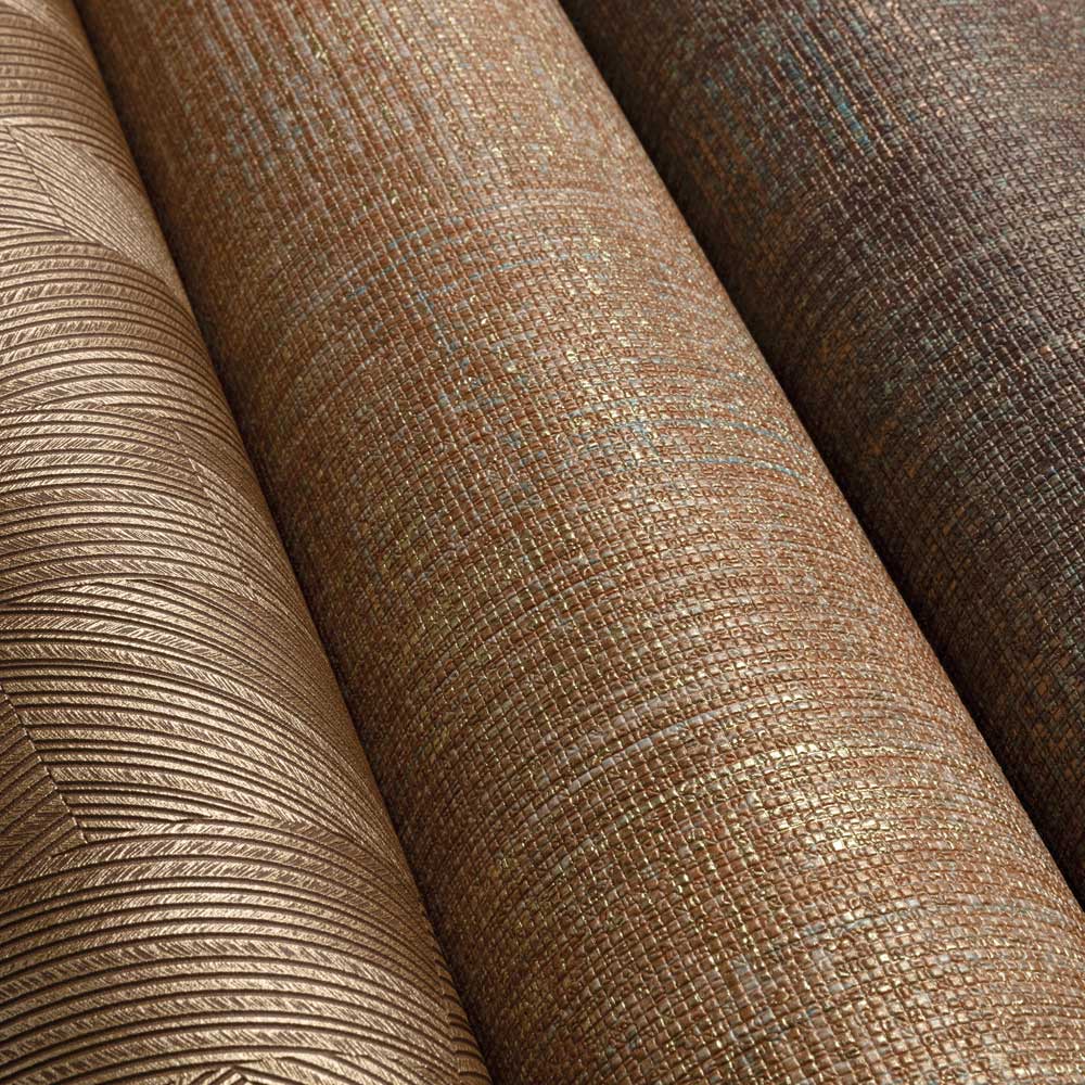 Grandeco Boutique Collection Altink Plain Copper Metallic Embossed Textured Wallpaper Image 4