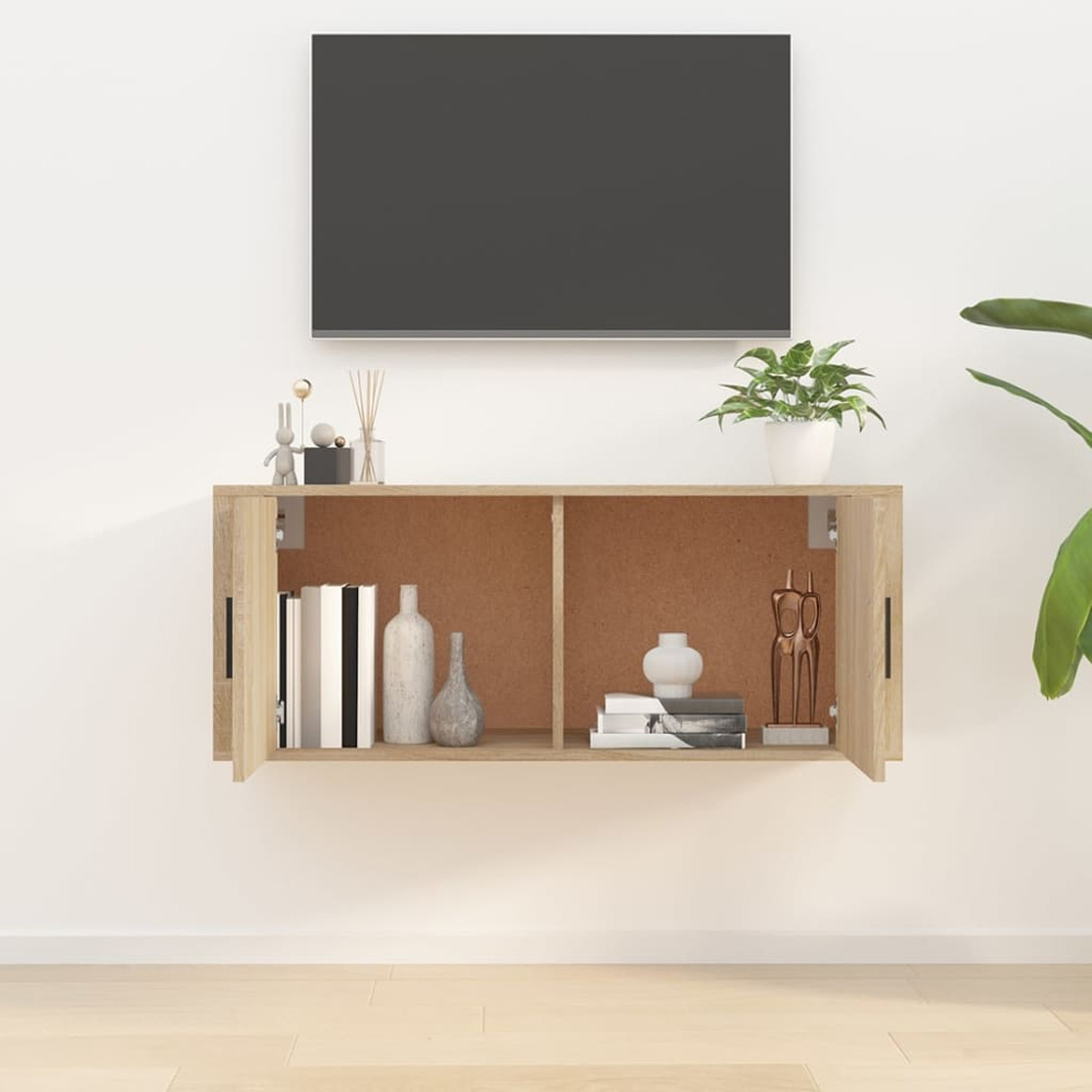 vidaXL 2 Door Brown Sonoma Oak Wall Mounted TV Cabinet Image 9