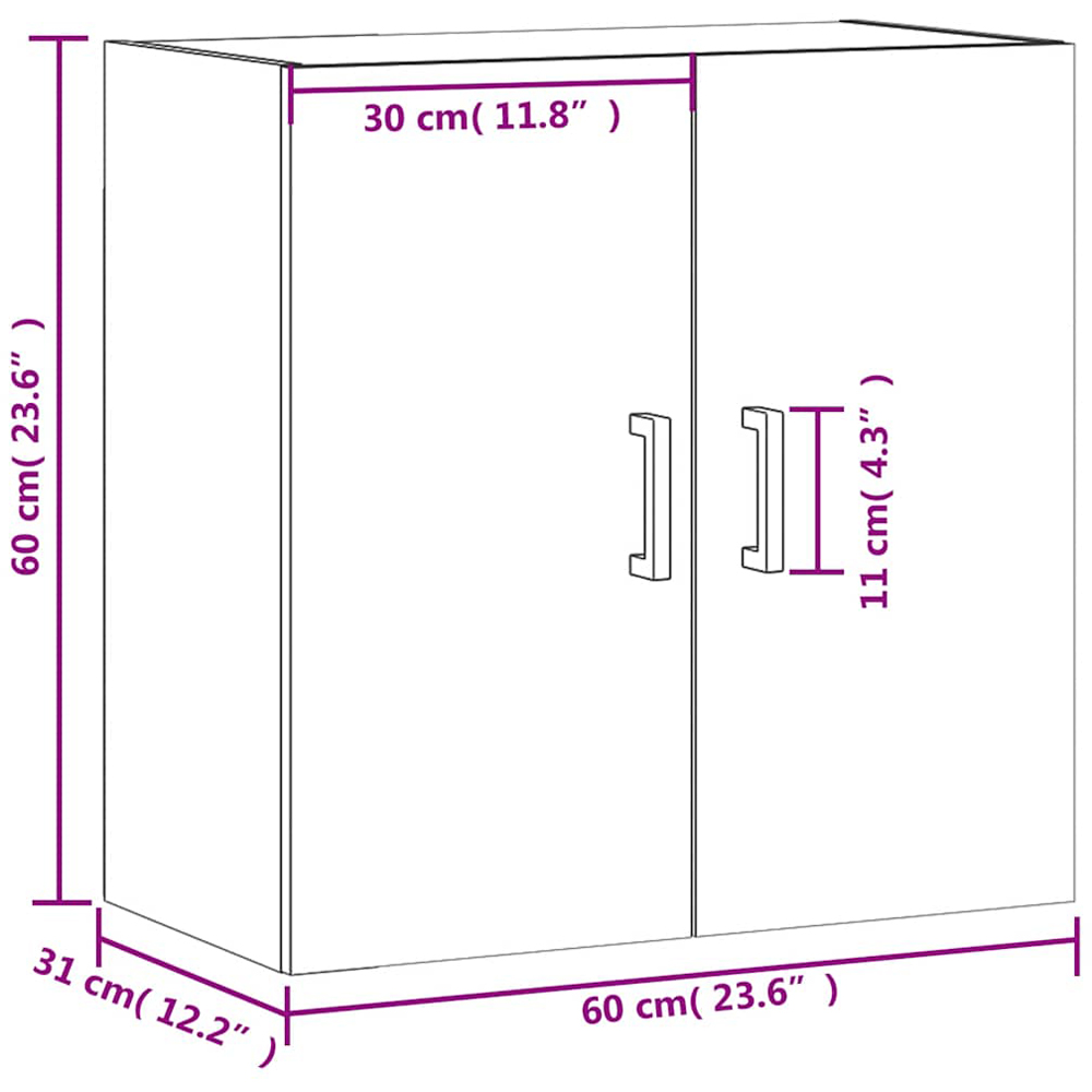 vidaXL 2 Door Sonoma Oak Wall Cabinet Image 6