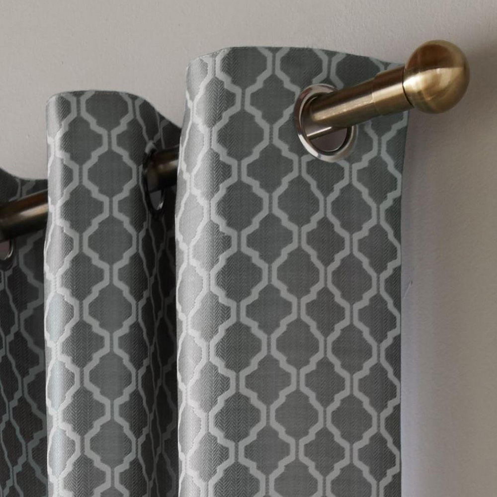 Alan Symonds Wold Latte and White Ring Top Eyelet Curtains 167cm x 183cm Image 2