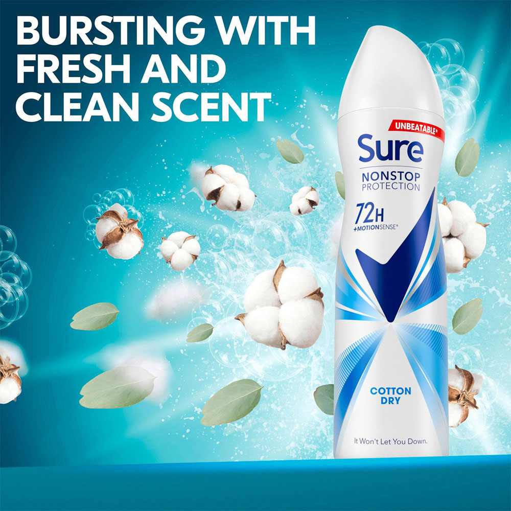 Sure Women Anti-Perspirant Cotton Dry Deodorant Spray 250ml 12 Pack Image 7