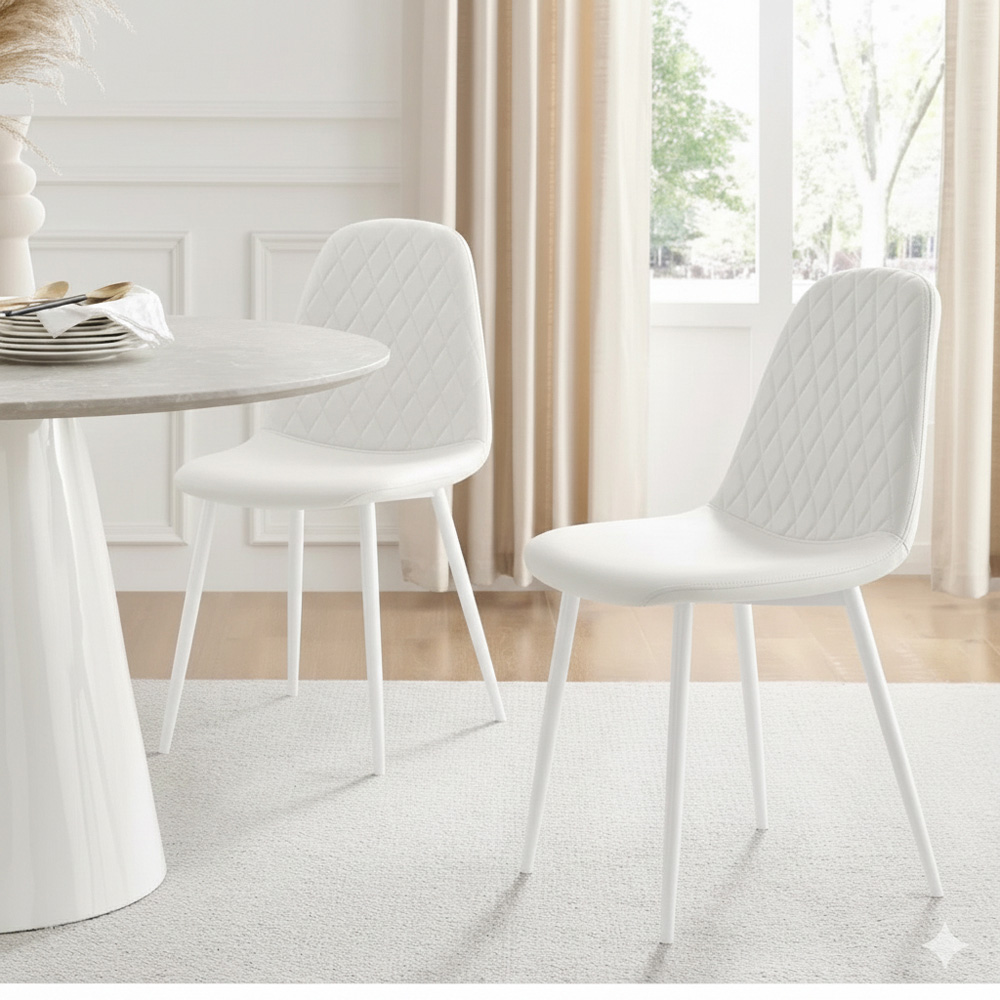 Kosy Koala 6 Seater Faux Leather Dining Bench Set Oak Effect and White Image 2