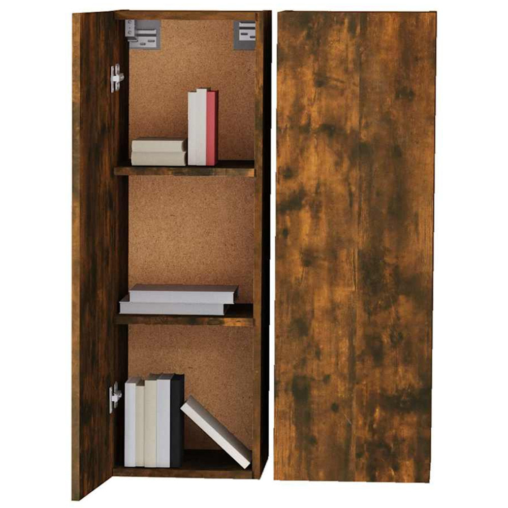 vidaXL Single Door Smoked Oak Wall Mounted TV Cabinet Set of 2 Image 4