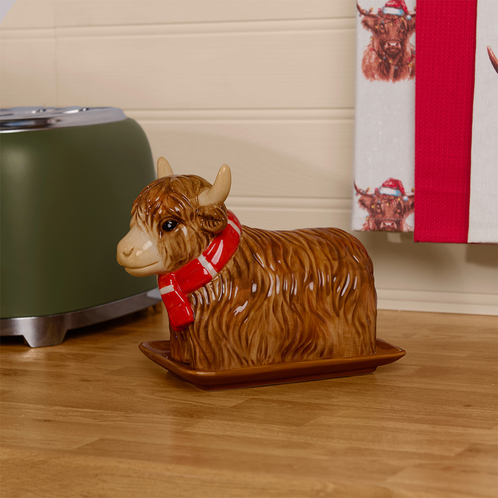Highland Cow Shaped Butter Dish Brown Image 2