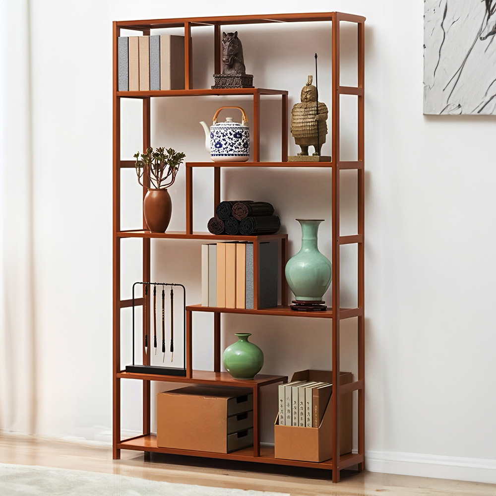 H&O Direct 6 Shelf Geometric Wooden Display Bookcase Image 5