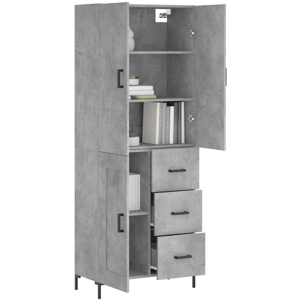 vidaXL 3 Door 3 Drawer Concrete Grey Highboard Image 3