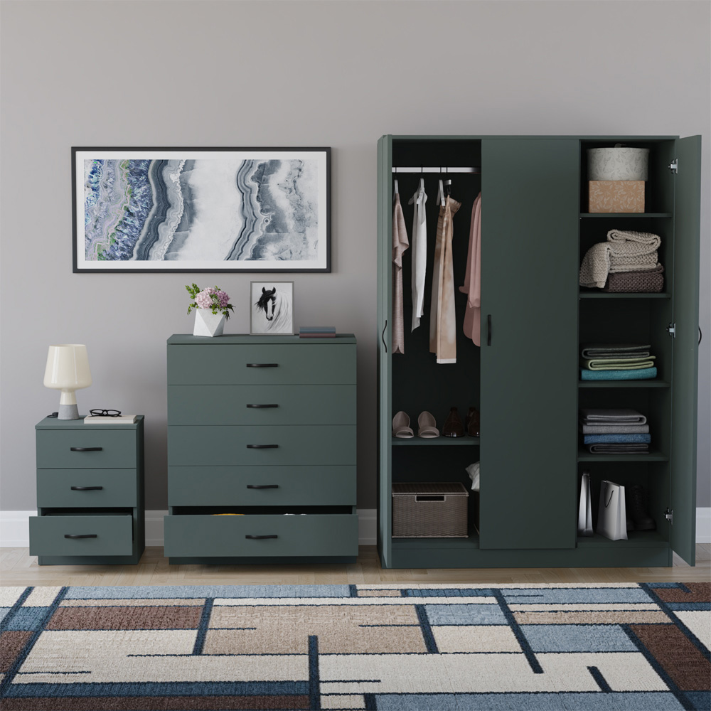 VIDA DESIGNS Riano Green 3 Piece Bedroom Furniture Set Image 3