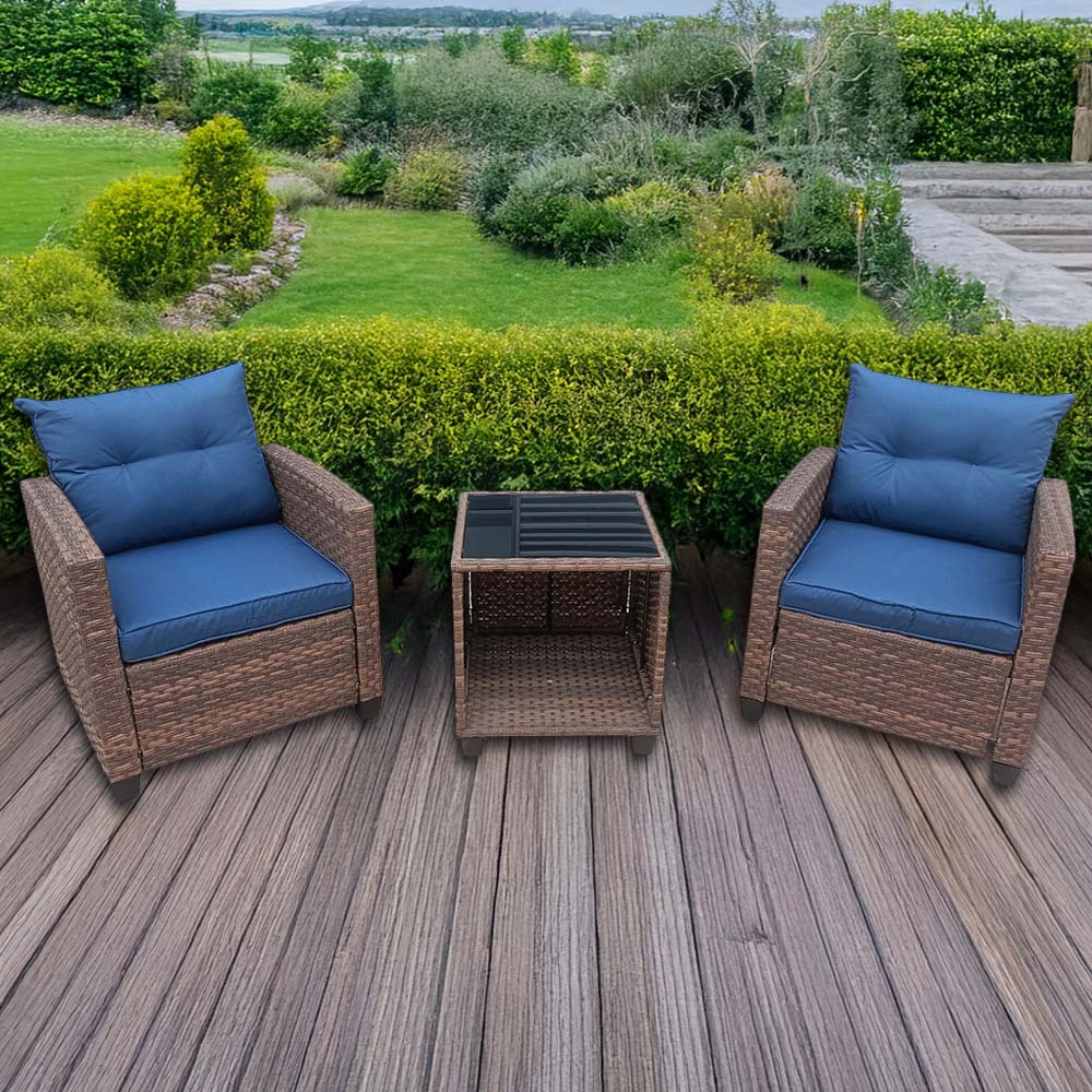 Furniture One 2 Seater Brown Rattan Garden Lounge Set Image 1