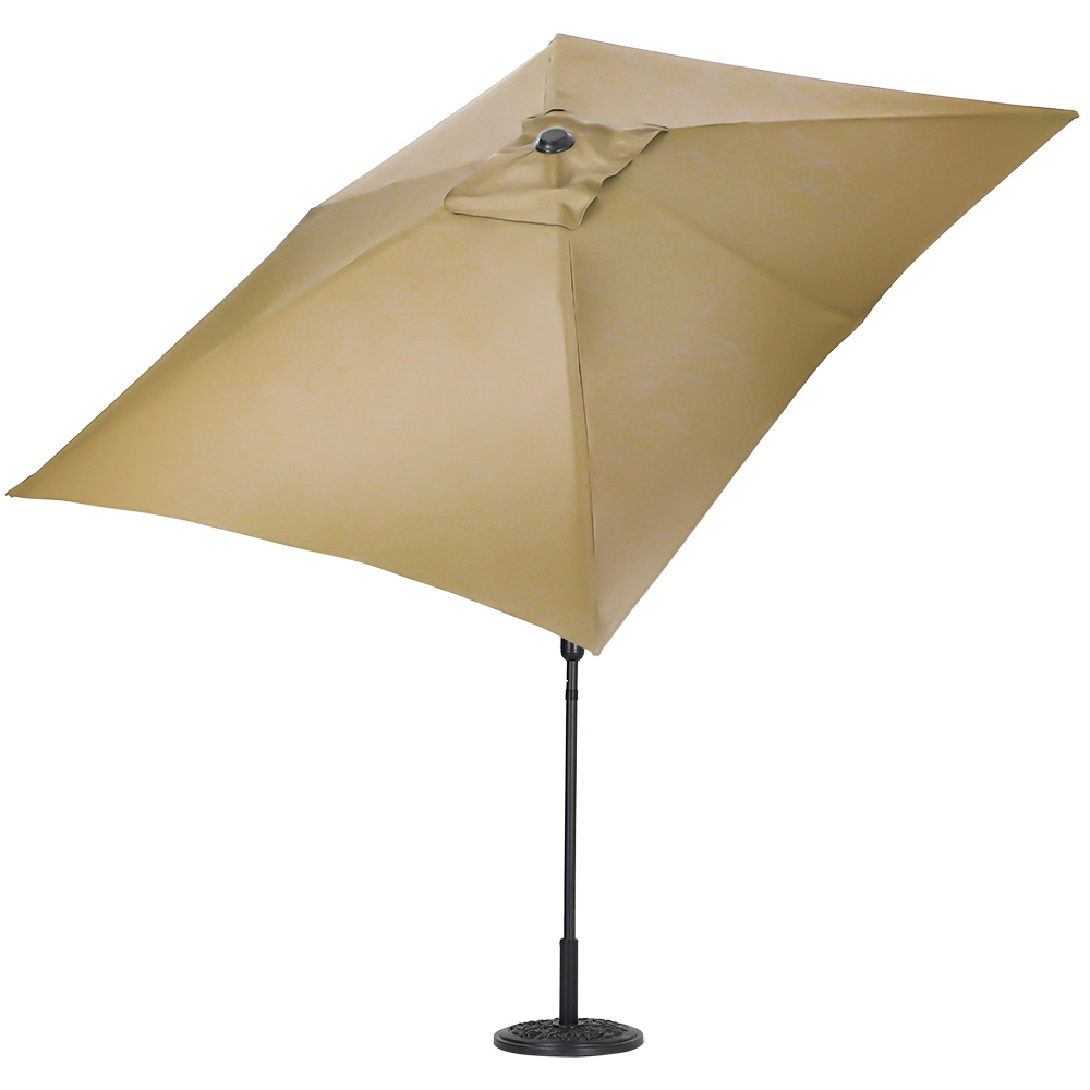 Living and Home Beige Square Crank Tilt Parasol with Floral Round Base 3m Image 3
