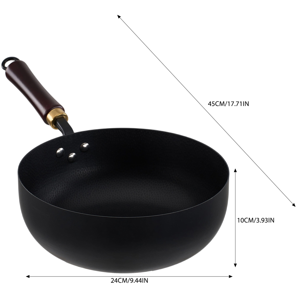 Living and Home 24cm Black Iron Wok with Detachable Handle Image 8