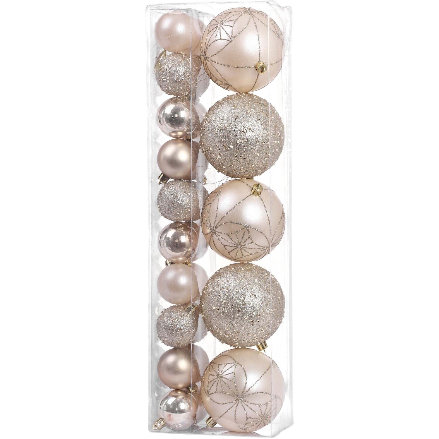 Set of 25 Ivory Champagne Baubles Champagne Image 3